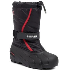 Bottes De Neige Sorel Youth Flurry NY1965 Black/Bright Red 015